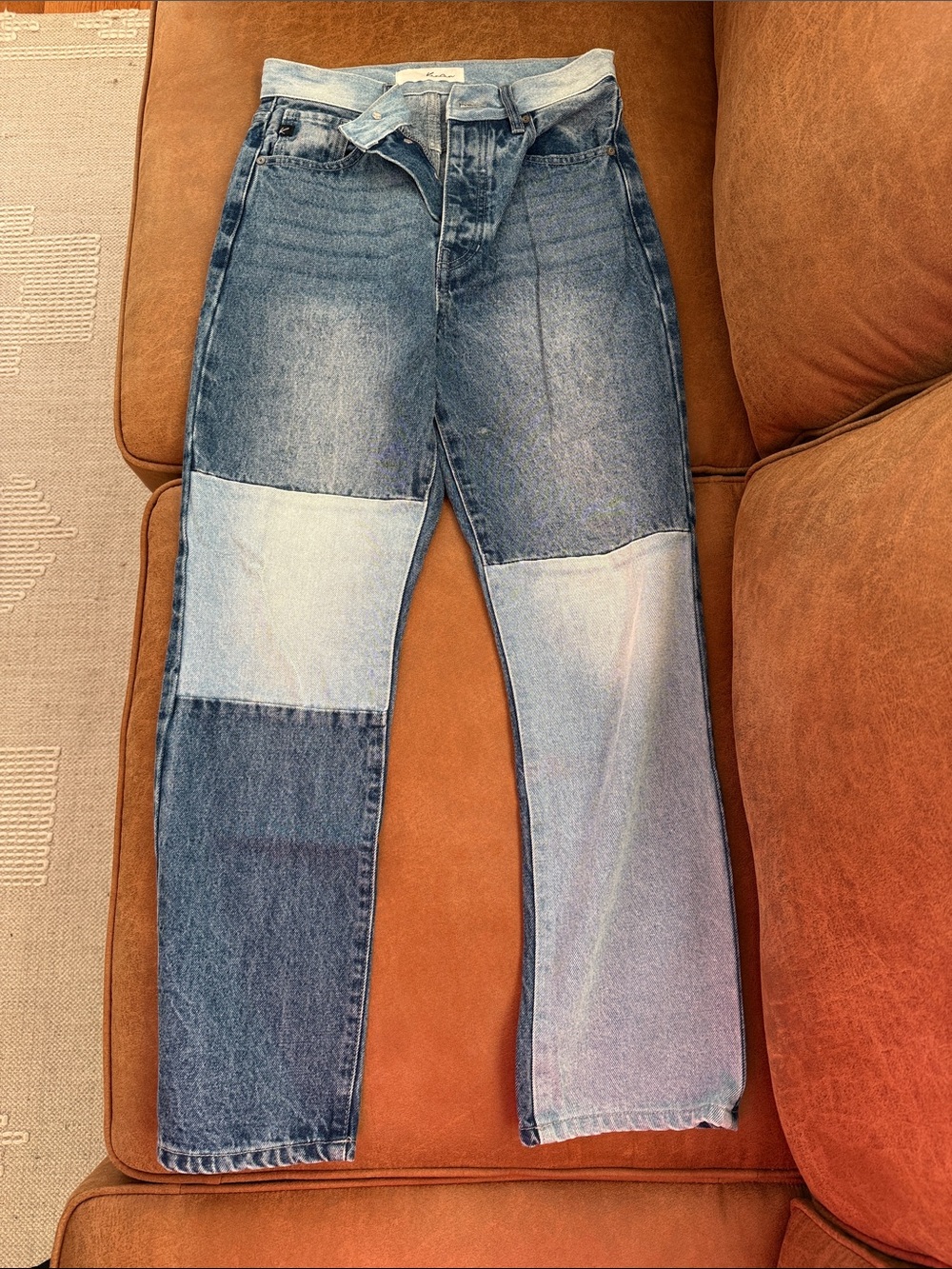 KanCan Two-Tone Light & Medium Blue Button-Fly Jeans